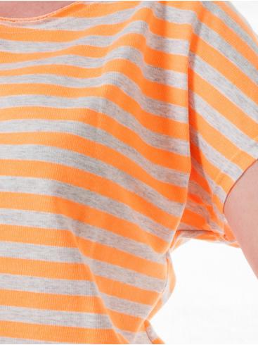 short sleeve sort striped orange T-Shirt