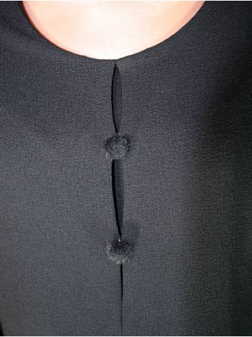 BRAVO,Μακρυμάνικο μαύρο φόρεμα, άνετη γραμμή