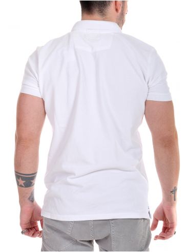FUNKY BUDDHA Ανδρικό λευκό κοντομάνικο πικέ πόλο μπλουζάκι
