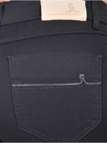 SARAH LAWRENCE Γυναικείο μαύρο ελαστικό ίσιο regular waist υφασμάτινο παντελόνι