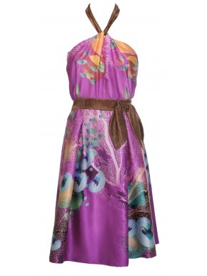 Silk evening-cocktail colorful dress