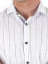 STEFAN Ανδρικό λαδί-λευκό ριγέ μακρυμάνικο slim fit πουκάμισο, μάο γιακά