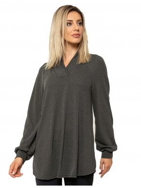ANNA RAXEVSKY Anthracite long sleeve thin knitted blouse