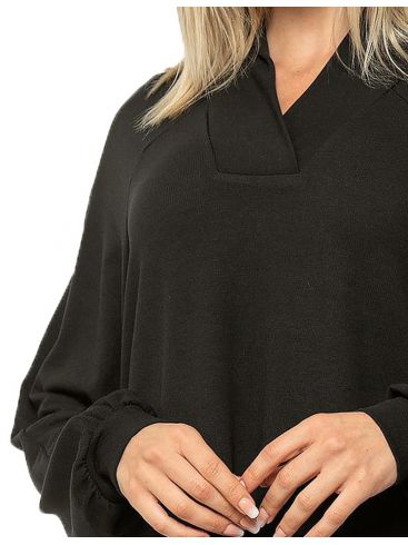 RAXSTA Γυναικεία άνθρακι μακρυμάνικη πλεκτή μπλούζα ντραπέ