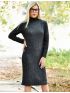 GR FASHION Ελαστικό καρό μαύρο φόρεμα με φόδρα