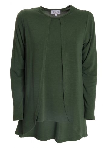 BRAVO Πράσινη μακρυμάνικη πλεκτή μπλούζα