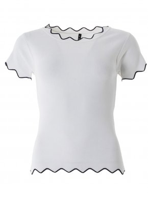 SMASH Women's white short sleeve knitted blouse