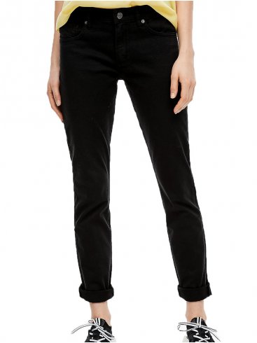 S.OLIVER Μαύρο ελαστικό ψιλοκάβαλο skinny τζιν παντελόνι