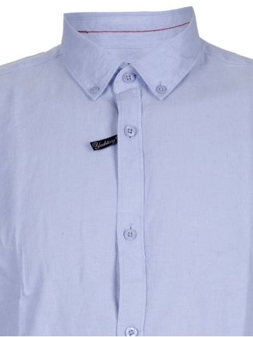 EXPLORER Ανδρικό γαλάζιο μακρυμάνικο λινό πουκάμισο, λινό-μετάξι