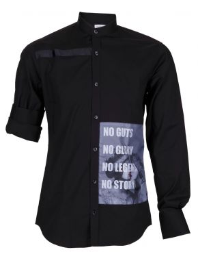 STEFAN Men's black long sleeve mao shirt