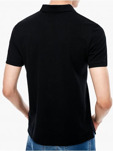 S.OLIVER Ανδρικό μαύρο πικέ πόλο μπλουζάκι