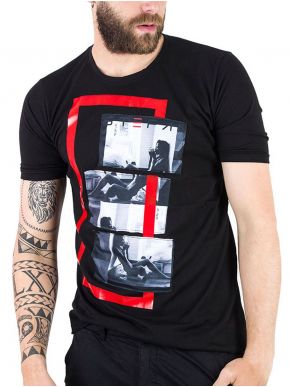 STEFAN Ανδρικό μαύρο μπλουζάκι T-Shirt