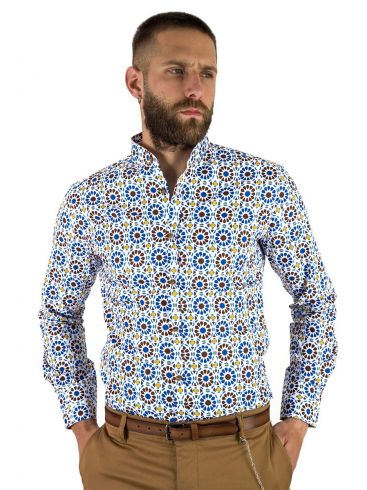 STEFAN Ανδρικό πολύχρωμο μακρυμάνικο μάο πουκάμισο
