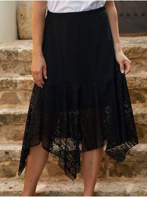 ANNA RAXEVSKY Black midi elastic skirt