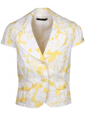 More about RAXEVSKY Γυναικείο κίτρινο-λευκό δίκουμπο σακάκι, με φόδρα