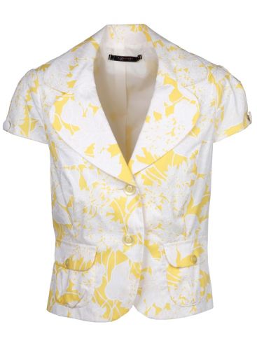 RAXEVSKY Γυναικείο κίτρινο-λευκό δίκουμπο σακάκι, με φόδρα