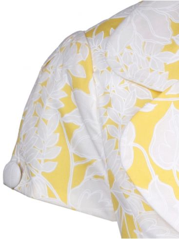 RAXEVSKY Γυναικείο κίτρινο-λευκό δίκουμπο σακάκι, με φόδρα