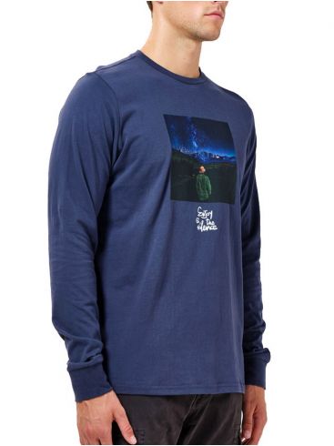 BASEHIT Ανδρική μπλέ μακρυμάνικη μπλούζα, στάμπα 202.BM31.38 Midnight Blue