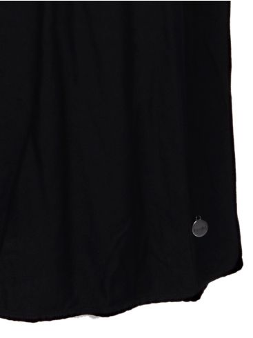 FRANSA Μαύρο μίντι μακρυμάνικο φόρεμα, κλείσιμο με κουμπιά, σούρα