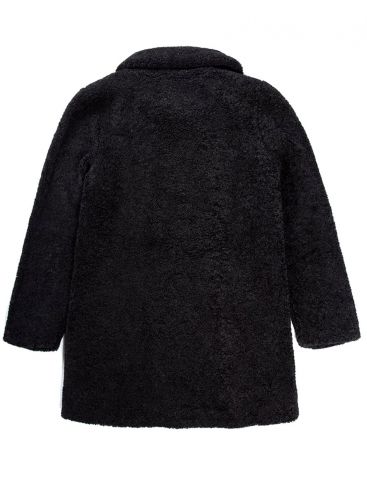 BASEHIT Γυναικείο μαύρο γούνινο παλτό 192.BW17.138 FR BLACK