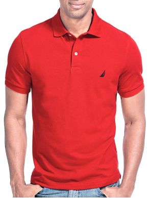 NAUTICA Men's red short sleeve polo shirt K41050 6NR NAUT RED.