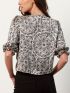 ANNA RAXEVSKY Γυναικείο ασπρόμαυρο crop top εμπριμέ πουκάμισο Z21109.