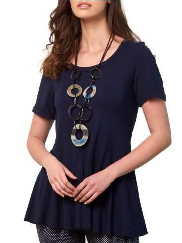 ANNA RAXEVSKY Γυναικεία μπλέ κοντομάνικη μπλούζα B21118 BLUE