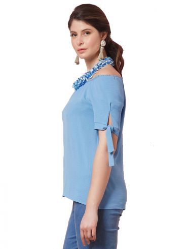 ANNA RAXEVSKY Γυναικεία γαλάζια μπλούζα B21105 LTBLUE