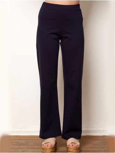 ANNA RAXEVSKY Γυναικείο μπλέ ελαστικό παντελόνι με μπάσκα T21100 BLUE