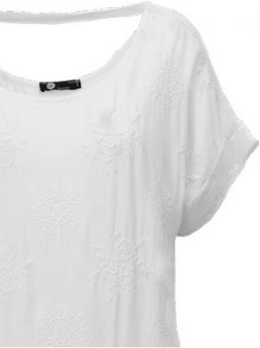 M MADE IN ITALY Γυναικείο λευκό κοντομάνικο μπλουζάκι. 10-2158O WHITE