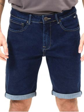 BASEHIT Men's blue jeans elastic shorts. 211.BM45.98 Dark Blue