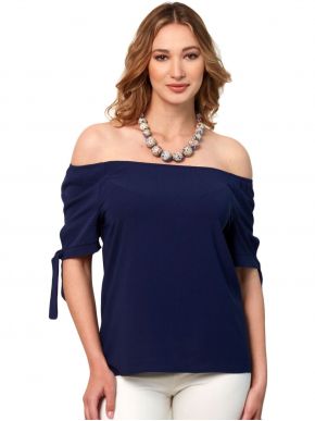 More about ANNA RAXEVSKY Women's blue blouse, elastic shoulder. B21105 BLUE.