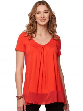 More about ANNA RAXEVSKY Women's short sleeve blouse. B21129 CORAL.