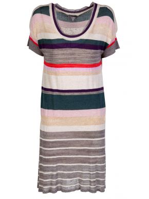 Colorful knitted short sleeve dress