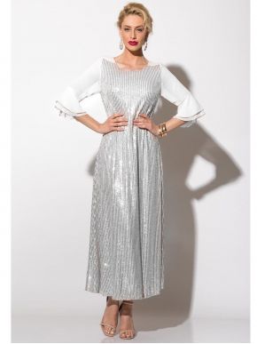 More about ANNA RAXEVSKY Γυναικείο λευκό ολοκέντητο μάξι φόρεμα με παγιέτες και μουσελίνα D19114 WHITE