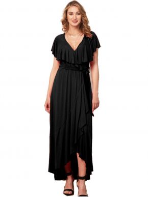 More about ANNA RAXEVSKY Women's black maxi asymmetrical elastic dress
