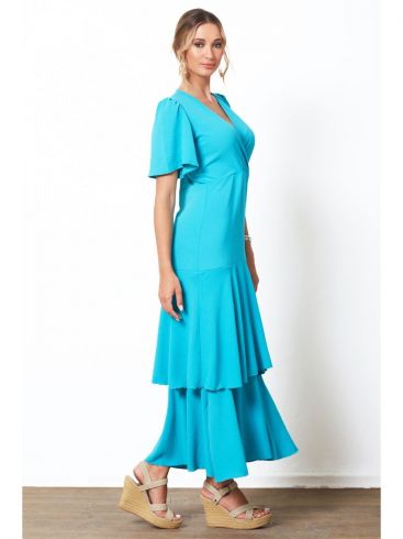 ANNA RAXEVSKY Γυναικείο εμπριμέ κοντομάνικο φόρεμα από μουσελίνα DF21103