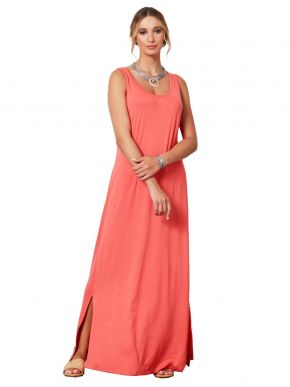 More about ANNA RAXEVSKY Coral sleeveless viscose maxi dress. DF21134 CORAL.