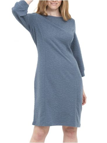 FRANSA Μακρυμάνικο μπλέ φόρεμα. 100% Viscose. 20609585-184028