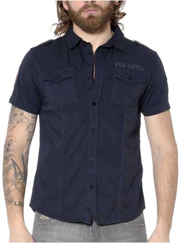 STEFAN Ανδρικό κοντομάνικο μαύρο ασύμμετρο μπλουζάκι T-Shirt