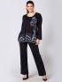 ANNA RAXEVSKY Γυναικείο μαύρο ελαστικό παντελόνι με μπάσκα T21200 Black