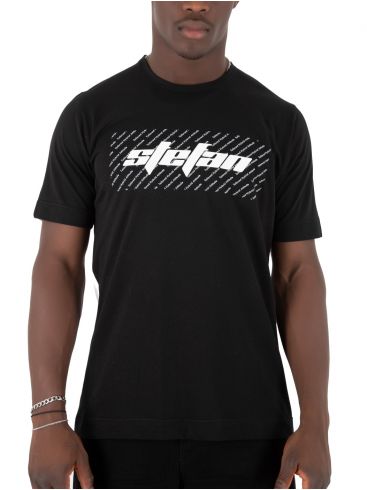 STEFAN Ανδρικό μαύρο κοντομάνικο μπλουζάκι T-Shirt 3500