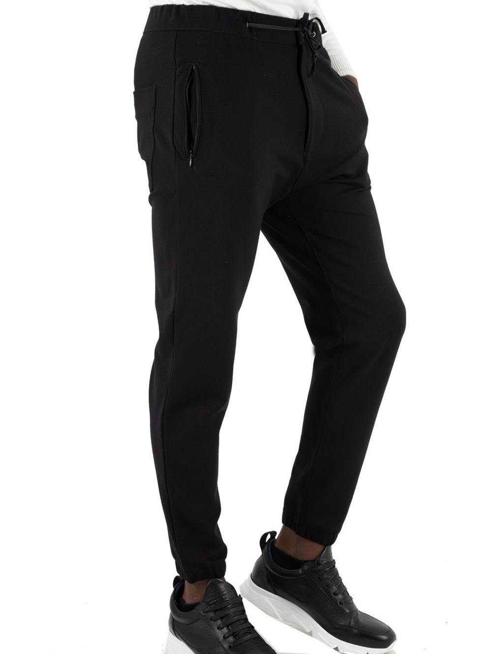 STEFAN Men's black elastic pants. 6016 - TOPTENFASHION.gr
