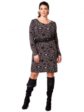 ANNA RAXEVSKY Knitted animal print dress. D21200 Gray.