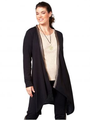 ANNA RAXEVSKY Black knitted asymmetrical cardigan. Z21204.