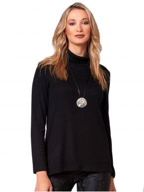 ANNA RAXEVSKY Γυναικείο μαύρη πλεκτή ζακάρ μπλούζα ζιβάγκο B21205 BLACK