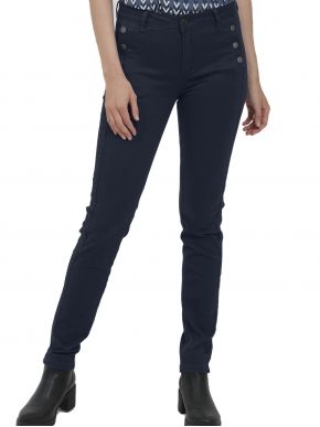 FRANSA Women's blue elastic low waist fabric pants. 20607793