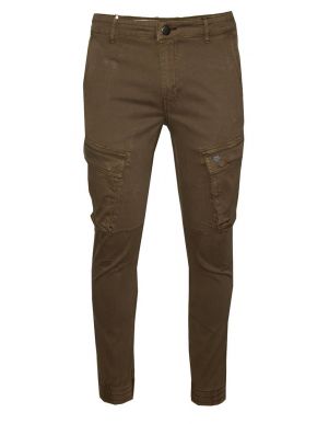 VAN HIPSTER Men's brown elastic cargo pants