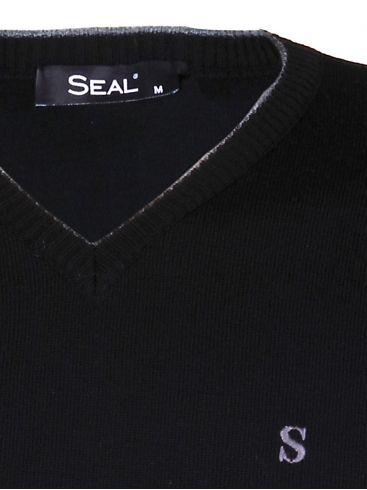 SEAL Ανδρική κάμελ-μπλέ μακρυμάνικη πλεκτή μπλούζα