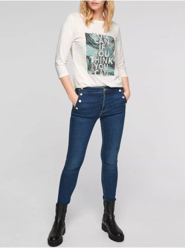 S.OLIVER Γυναικείο πετρόλ μακρυμάνικη μπλούζα